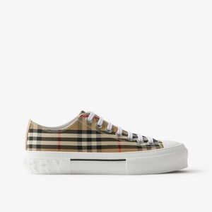Burberry Beige and Black Plaid Sneakers